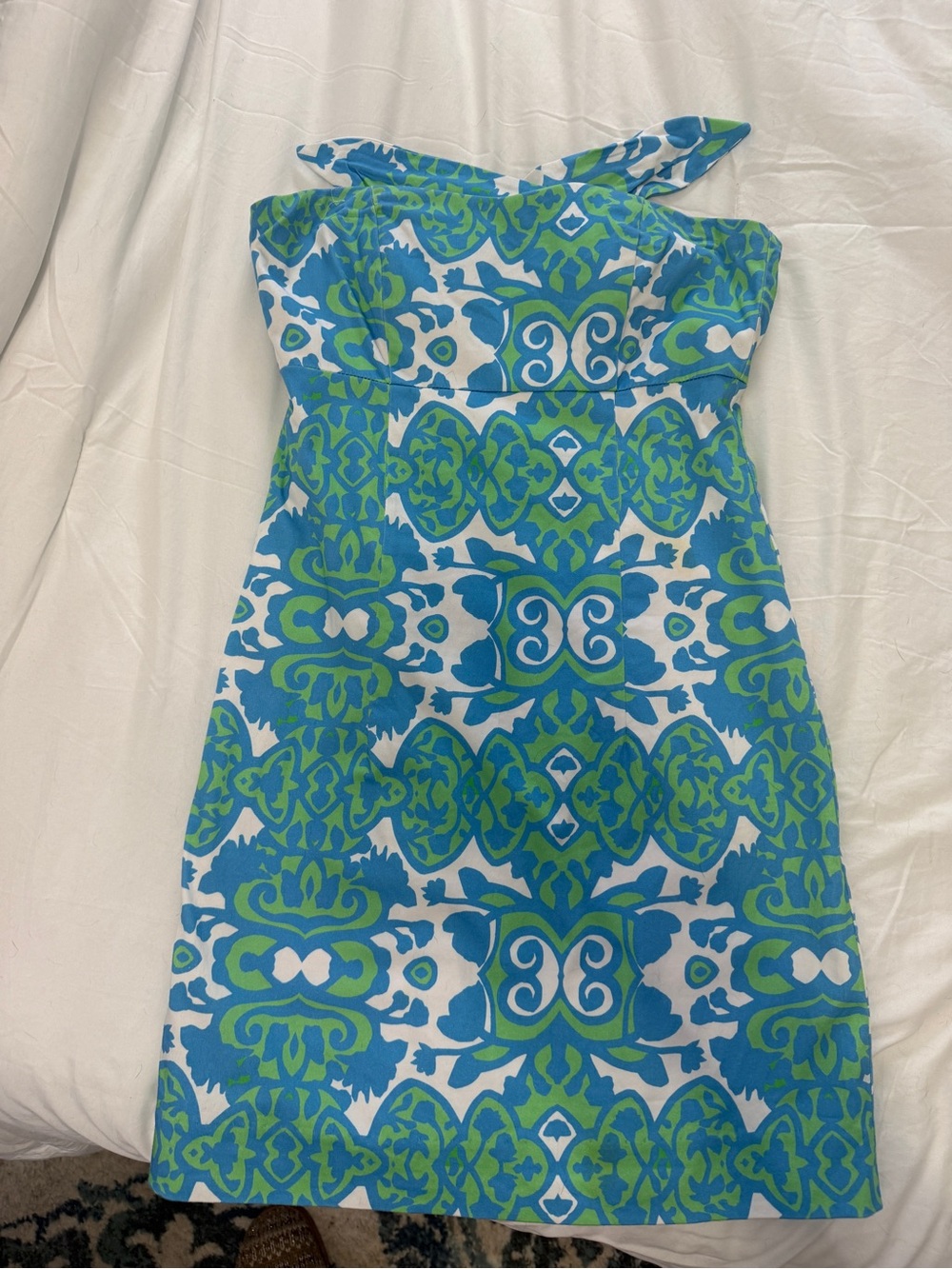 Women’s Blue & Green Printed Strapless Dress Size 6